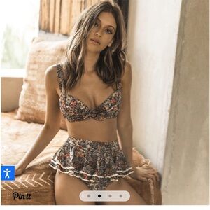 Montce Mara floral ruffle hot short bikini bottoms